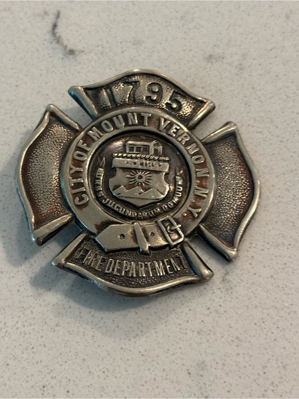 City of Mount Vernon Fire Department Maltese Cross Lapel Pin - Silver